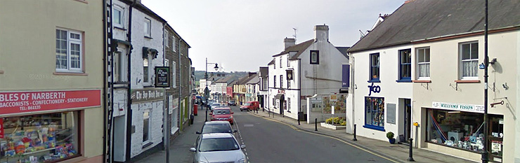 Narberth High Street and The Angel Inn